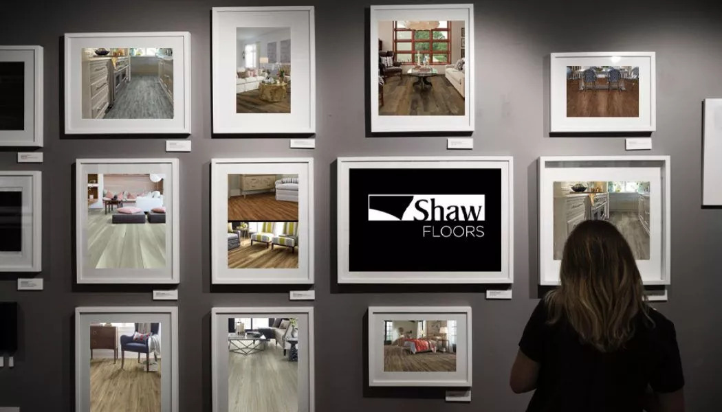 shaw resiliant vinyl plank room scenes inside picture frames on a wall
