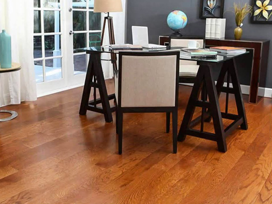 gunstock flooring in dining room