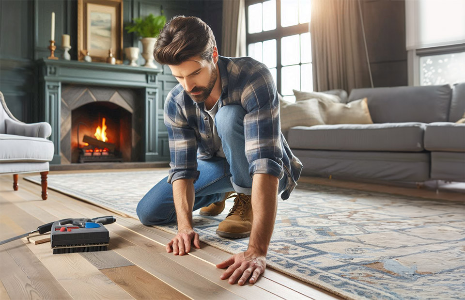 man installing floors