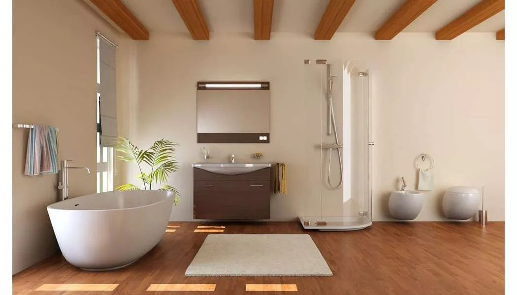 hardwood in a large bathroom