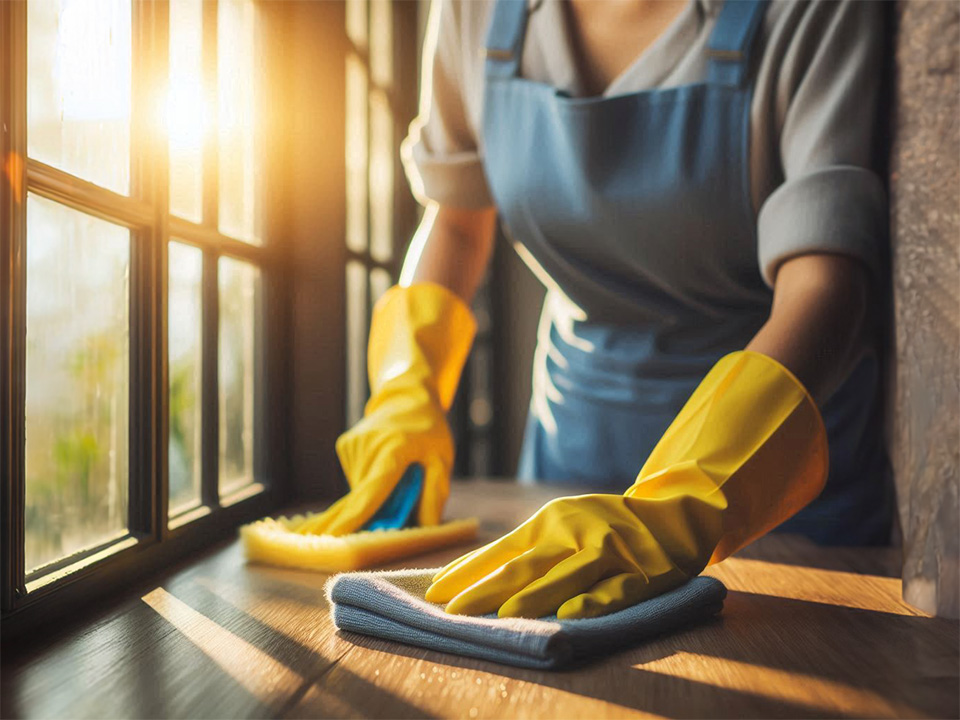 woman cleaning hardwood floors with pine sol