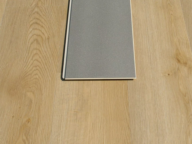 wpc floor installed and on plank flipped over