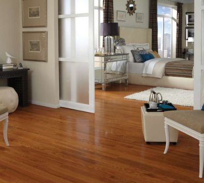 low gloss prefinished solid  BUTTERSCOTCH bedroom picture